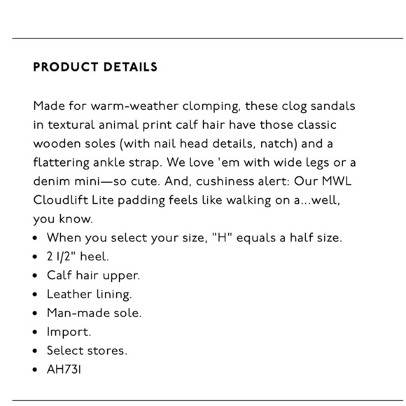 MADEWELL Johanna Criss Cross Clog Sandal in Spotted Calf Hair size 6.5 - Picture 8 of 8